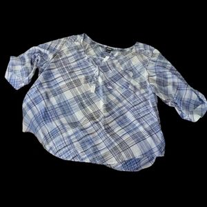 TORRID striped blouse, white, black, blue